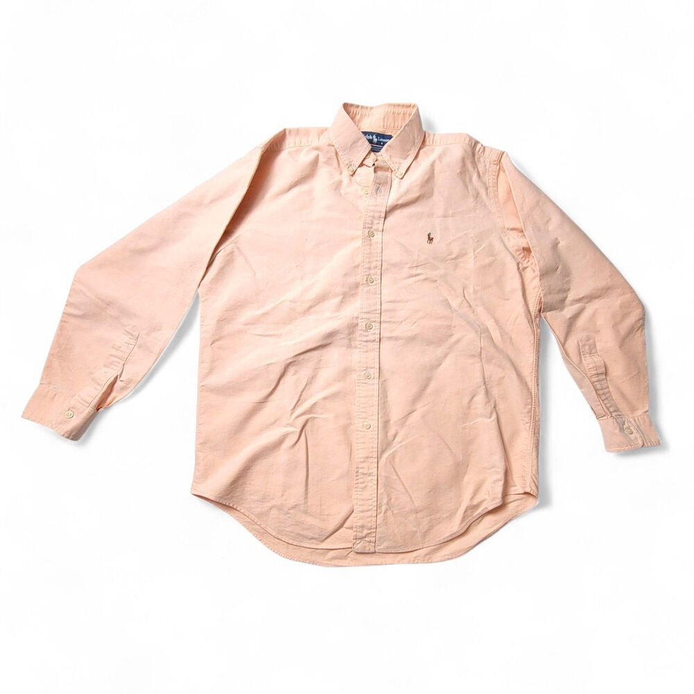 Ralph Lauren Yarmouth Shirt Men's Large OCBD 100% Oxford Cotton Pony Peach